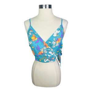 B.O.G. Collective Floral Summer V-Neck Crop Top - Size Medium